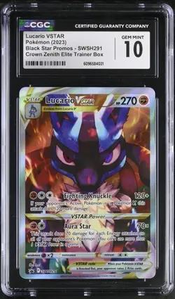 CGC 10: Pokemon Lucario VSTAR 2023 Crown Zenith Black Star Promo SWSH291 - Image 1