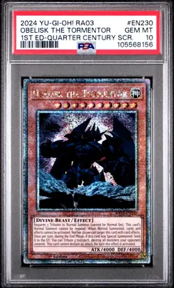 Obelisk the Tormentor PSA 10 - RA03-EN230 - Quarter Century Secret Rare - Yugioh - Image 1