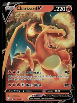 Pokemon Cards Charizard V 017/172 Brilliant Stars Holo V Rare NM - Image 1