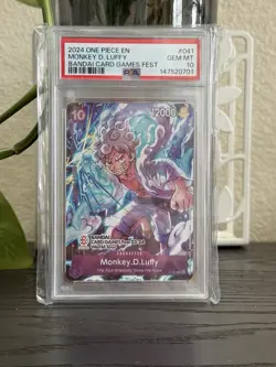 Bandai Monkey D. Luffy P-041 Promo Holo EN Bandai Card Games Fest 23-24 PSA 10 - Image 1