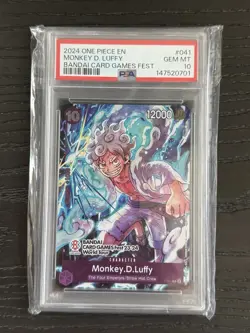 Bandai Monkey D. Luffy P-041 Promo Holo EN Bandai Card Games Fest 23-24 PSA 10 - Image 3