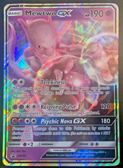 JUMBO Mewtwo GX SM196 - HP/DMG - Oversized Promo Holo Pokemon Card - Image 1