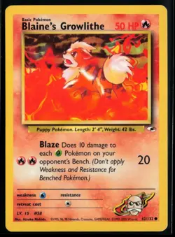 2000 Gym - Challenge Blaine’s Growlithe #62 Non Holo Pokemon Card - Image 1