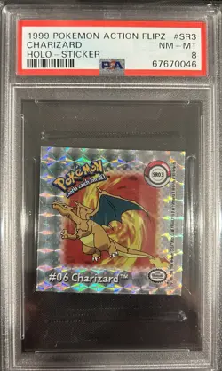 1999 Pokemon Action Flipz #SR3 Charizard Holo Sticker - PSA 8 - Image 1