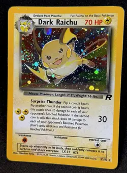 🌀SWIRL🌀 Pokemon Dark Raichu 83/82 Team Rocket Holo - Image 1