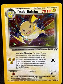 🌀SWIRL🌀 Pokemon Dark Raichu 83/82 Team Rocket Holo - Image 2