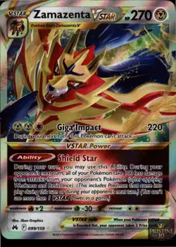 Zamazenta VSTAR 099/159 Holo VSTAR Rare Crown Zenith Pokemon Holo Near Mint - Image 1
