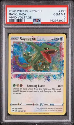 2020 POKEMON SWORD & SHIELD VIVID VOLTAGE #138 RAYQUAZA PSA 10 - Image 1