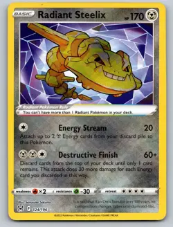 Radiant Steelix 124/196 Radiant Rare Lost Origin Lightly Played - Image 1