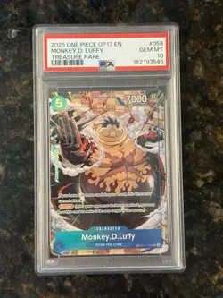 One Piece Monkey D Luffy Treasure Rare OP13 OP11-058 PSA 10 Gem Mint - Image 1