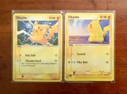 Pokemon 2003 & 2005 Pikachu Cards X2 EX Emerald / Sandstorm Non-Holo NM - Image 1