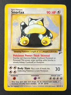 Snorlax 30/130 Base Set 2 Rare - WOTC Pokemon Card MP - Image 1