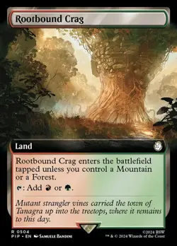 MTG Rootbound Crag - Foil - Extended Art, Fallout, Damaged, English - Image 1