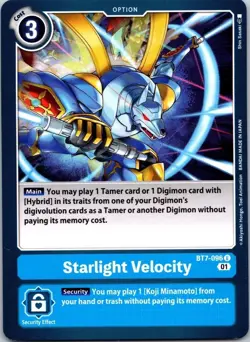Starlight Velocity BT7-096 Black Uncommon Option Digimon CCG Card - Image 1
