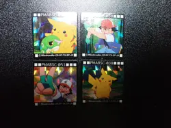 Pokemon GB Pocket Mini Card Prism Holo x4 Pikachu Ash etc #5723 EX/VG - Image 1
