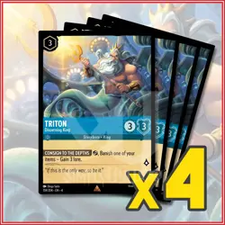 Disney Lorcana TCG: TRITON - DISCERNING KING x4 Ursula's Return Rare - Image 1