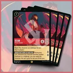 Disney Lorcana TCG: SCAR Vicious Cheater x4 Rise of the Floodborn Legendary - Image 1