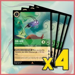 Disney Lorcana TCG: CRI-KEE - LUCKY CRICKET x4 Ursula's Return Rare - Image 1