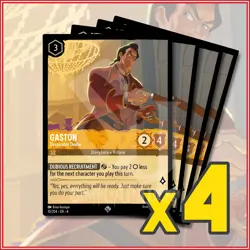 Disney Lorcana TCG: GASTON - DESPICABLE DEALER x4 Ursula's Return Super Rare - Image 1