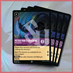 Disney Lorcana TCG: Peter Pan's Shadow Not Sewn On 055/204 x4 Super Rare - Image 1
