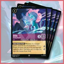 Disney Lorcana Sisu - Uniting Dragon 54/204 x4 | Super Rare Azurite Sea - Image 1