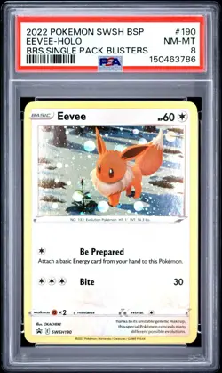 Eevee SWSH190 PSA 8 NM Cosmos Holo Bleed Promo Pokemon Card Swirl 🌀🔥 - Image 1