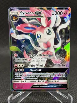 Sylveon GX Ultra Rare Sun and Moon Guardians Rising 92/145 Pomeon Card - Image 1