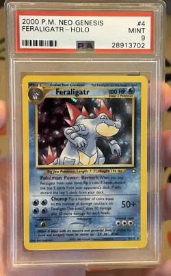 PSA 9 MINT Feraligatr 4/111 HOLO RARE Unlimited Neo Genesis Pokemon Card - Image 1