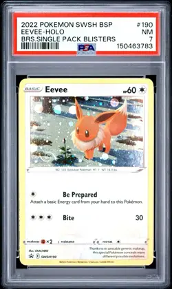 Eevee SWSH190 PSA 7 NM Cosmos Holo Bleed Promo Pokemon Card Swirl 🌀🔥 - Image 1