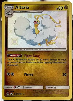 Altaria SV37/SV94 Hidden Fates: Shiny Vault Holo Rare Pokemon Card - NM - Image 1