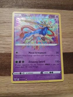 Pokemon Card Zacian Holo Amazing Rare NM 82/185 - Image 1