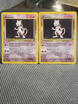 2 Cards Mewtwo 10 Pokemon TCG 1999 Base Set Holo Unlimited Rare WOTC - Vintage - Image 1