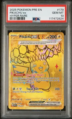 2025 Pokemon Prismatic Evolutions #179/131 Pikachu EX English PSA 10 - Image 1