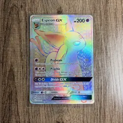 Pokemon TCG Espeon GX (Sun & Moon Base 152/149) Rainbow Secret Rare LP - Image 1