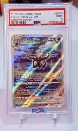 2023 POKEMON SWORD & SHIELD CROWN ZENITH #GG50 FULL ART/DARKRAI VSTAR PSA 9 - Image 1
