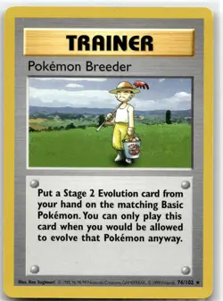 Pokemon Breeder 76/102 Rare Base Set Shadowless Pokemon Unlimited LP - Image 1