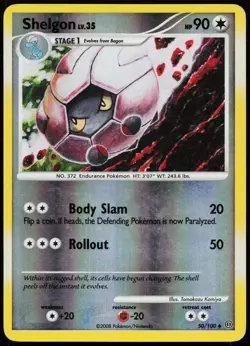 Shelgon 50/100 Uncommon Stormfront Pokemon Reverse Holo Heavily Played - Image 1