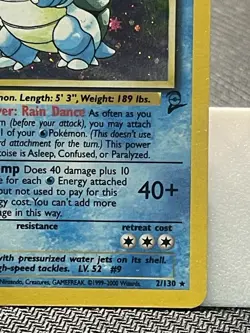 1999-2000 Pokemon Base Set 2 2/130 Blastoise Holo Unlimited Rare LP WOTC - Image 5