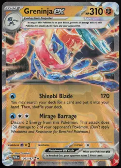 Greninja ex 106/167 NM Twilight Masquerade Double Rare Pokemon - Image 1