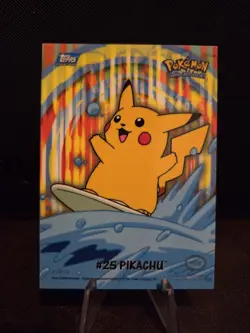 2000 Topps Pokemon TV Animation Series 2 Surfing Pikachu #25 Stick On 8 Of 10 🌟 - Image 1