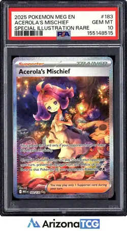 Pokemon 2025 Acerola's Mischief 183 Full Art SIR Mega Evolution GEM MINT PSA 10 - Image 1