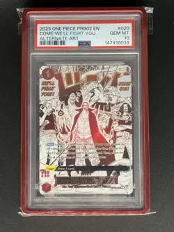 2025 ONE PIECE PRB02-ALTERNATE ART #020 COME ON!! WE'LL FIGHT YOU!! PSA 10 - Image 1