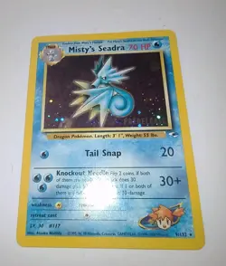 Misty's Seadra PRERELEASE Gym Heroes - Holo Rare 9/132 WOTC NM Pokemon Swirl - Image 1