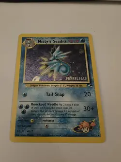 Misty's Seadra PRERELEASE Gym Heroes - Holo Rare 9/132 WOTC NM Pokemon Swirl - Image 2