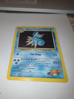 Misty's Seadra PRERELEASE Gym Heroes - Holo Rare 9/132 WOTC NM Pokemon Swirl - Image 3
