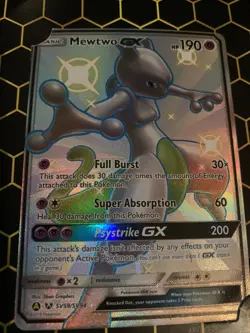 Mewtwo GX Ultra Rare Shiny Holo Full Art Hidden Fates Pokemon #SV59/SV94 NM-M - Image 1