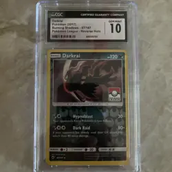 CGC 10 2017 Pokemon Burning Shadows Darkrai 87/147 Reverse Holo Pokemon League - Image 1