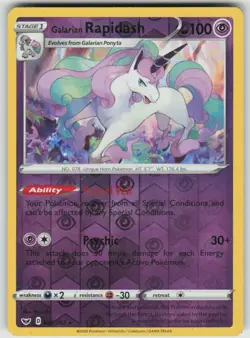 Galarian Rapidash 082/202 Rare Sword & Shield Pokemon Reverse Holo MP - Image 1