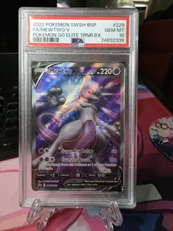 Pokemon Go Mewtwo v SWSH229 Black Star Promo Holo TCG Psa10 - Image 1