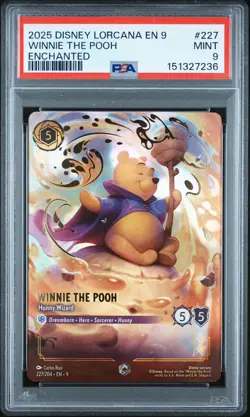 2025 DISNEY LORCANA EN 9-FABLED ENCHANTED WINNIE THE POOH HUNNY WIZARD PSA 9 - Image 1